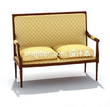 欧式两人沙发椅3d模型下载