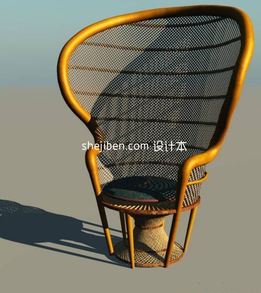 高背藤椅3d模型下载