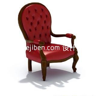 真皮欧式休闲椅3d模型下载