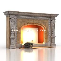 欧式壁炉3d模型下载