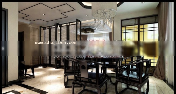中式餐厅3d模型下载