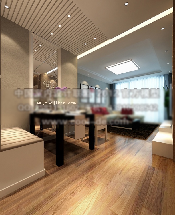 现代餐厅3d模型下载