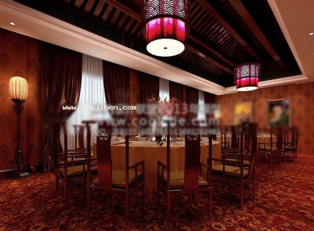 中式酒店包间3d模型下载