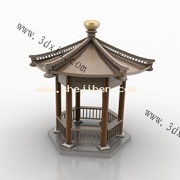 中式简约凉亭3d模型下载