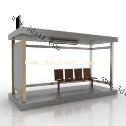 城市公交站台3d模型下载