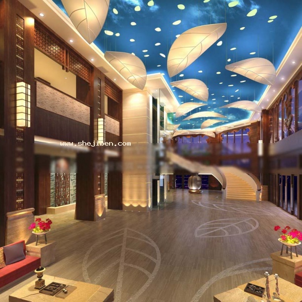 酒店大厅吊顶3d模型下载