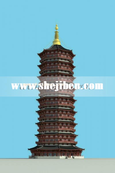 户外中式建筑3d模型下载