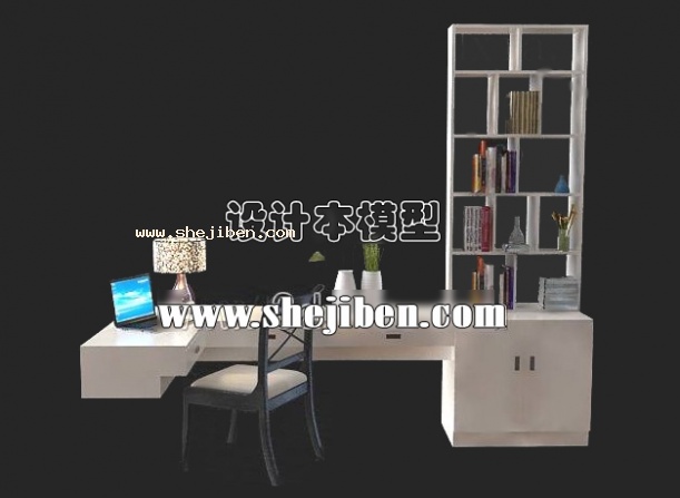 组合书柜3d模型下载