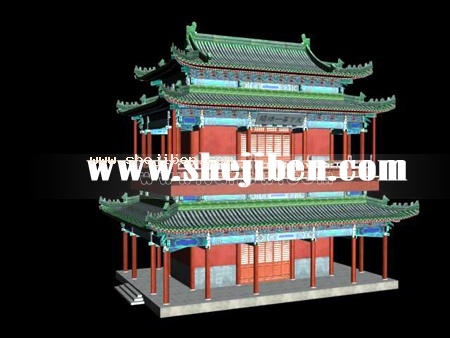 中式建筑3d模型下载