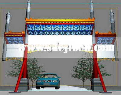室外中式建筑3d模型下载