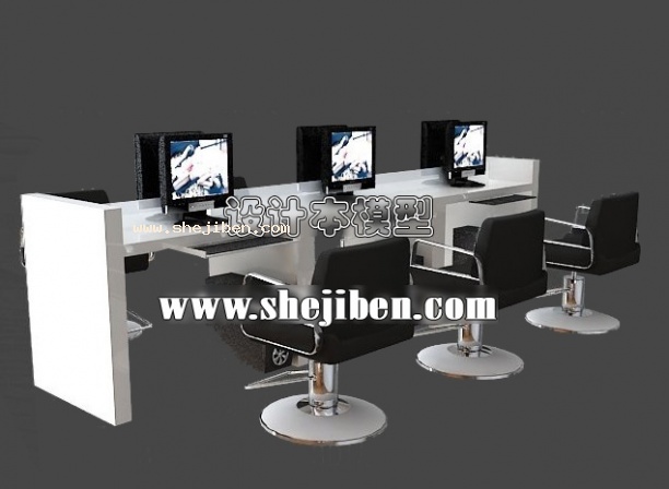 多人办公桌3d模型下载