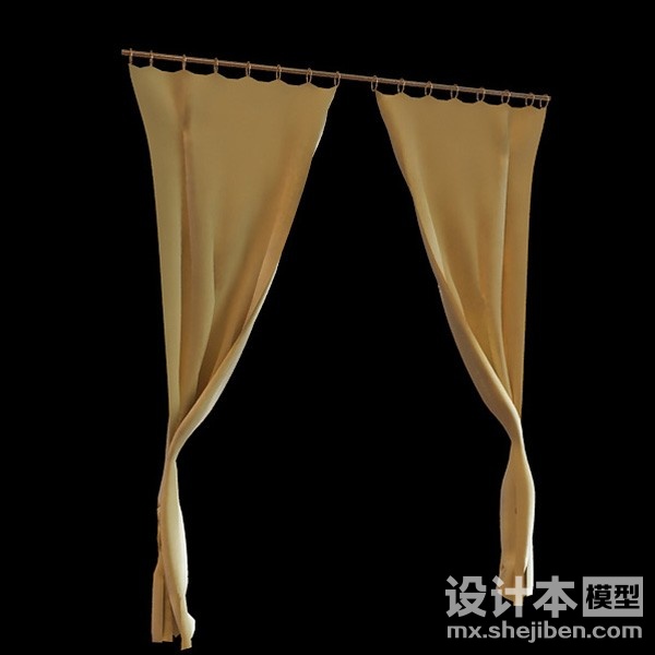 咖啡色窗帘3d模型下载