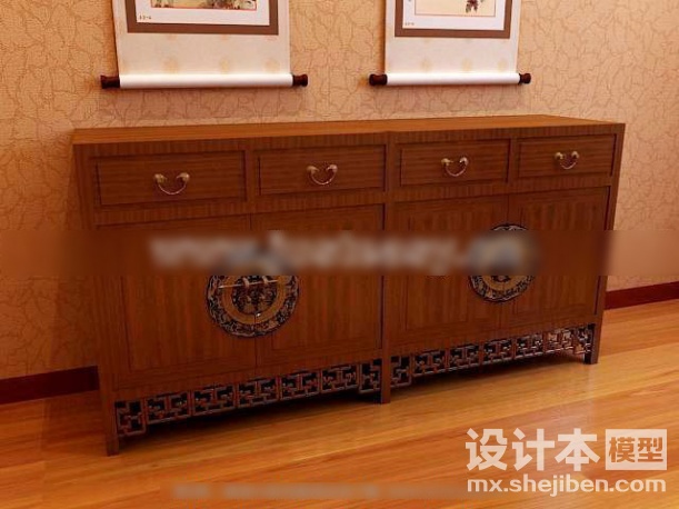中式柜子3d模型下载