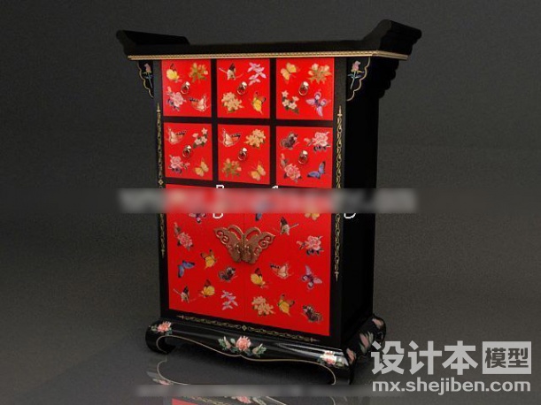 中式衣柜3d模型下载