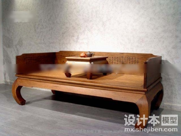 中式卧榻3d模型下载
