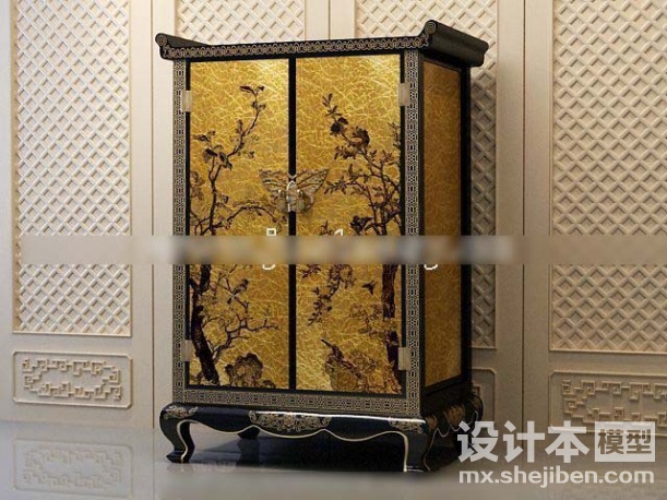 中式衣柜3d模型下载