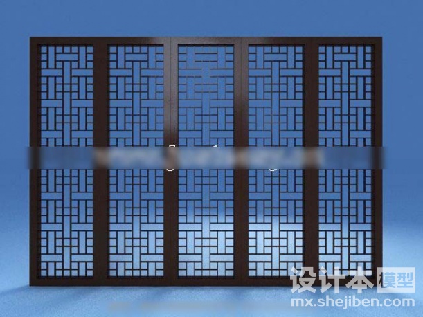 中式屏风隔断3d模型下载