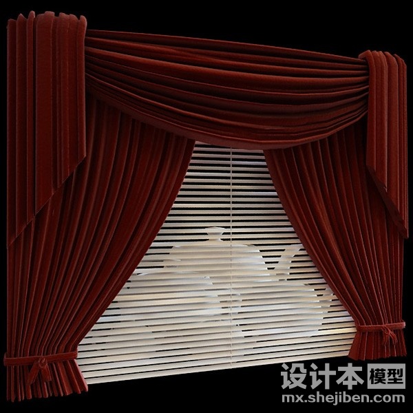 简欧窗帘3d模型下载