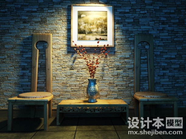 中式椅子3d模型下载