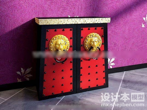 中式玄关厅柜3d模型下载
