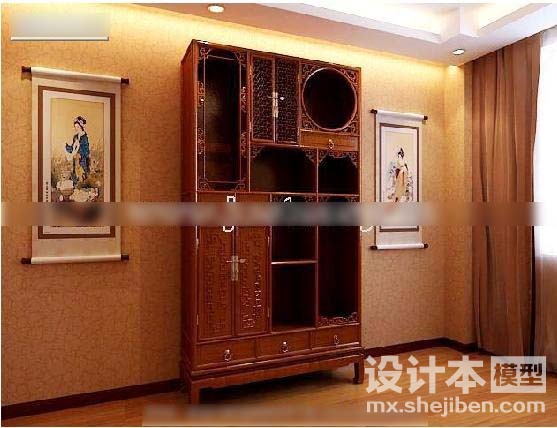 中式衣柜3d模型下载