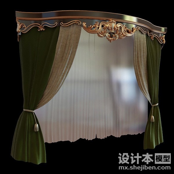 窗帘简欧3d模型下载