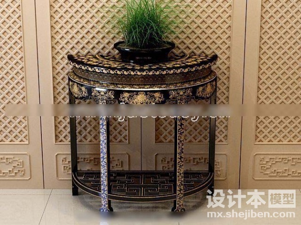 中式角柜3d模型下载