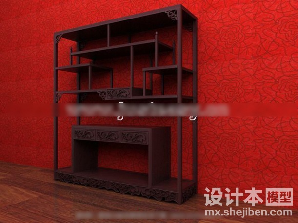 中式博古架3d模型下载