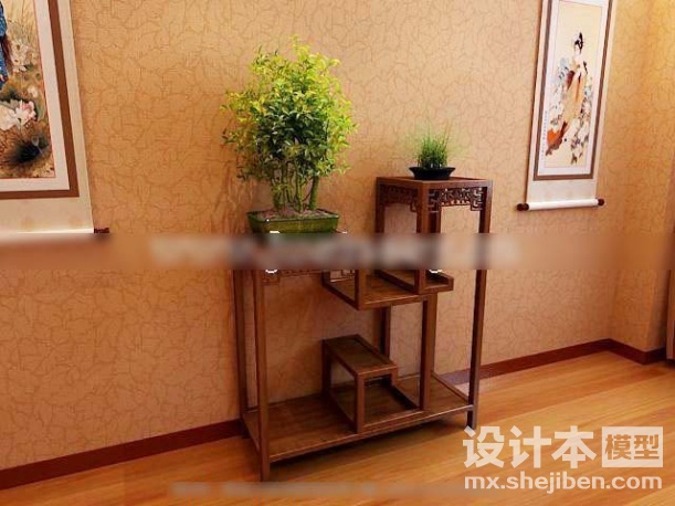 中式柜架3d模型下载