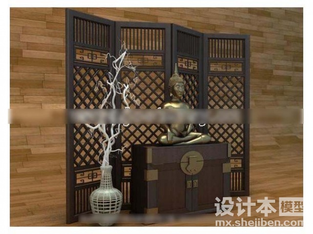 中式展示柜3d模型下载