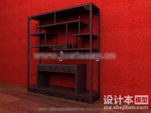 中式博古架3d模型下载