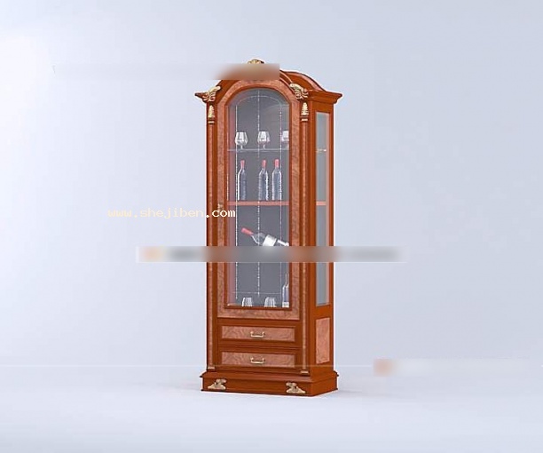 美式酒柜3d模型下载