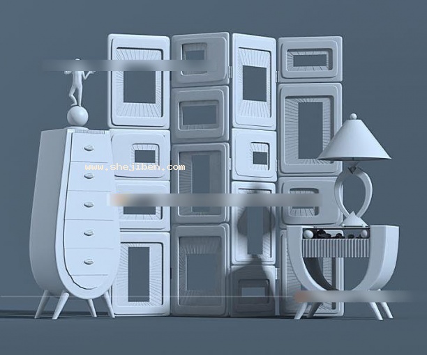 时尚屏风隔断3d模型下载