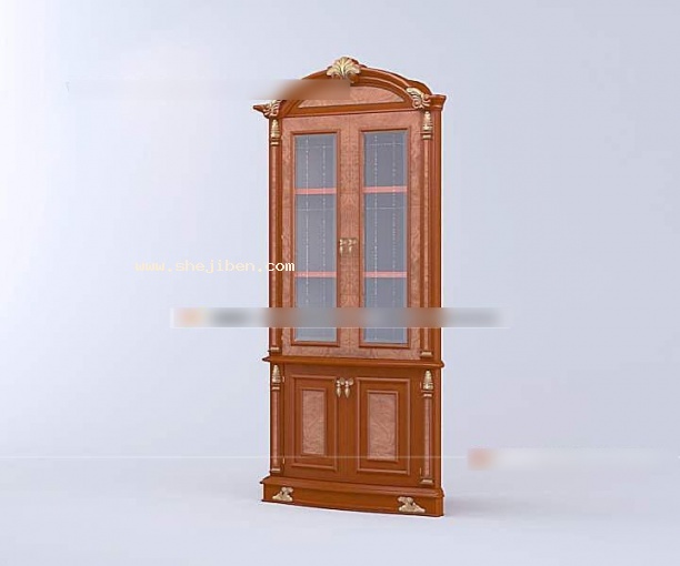 美式酒柜3d模型下载