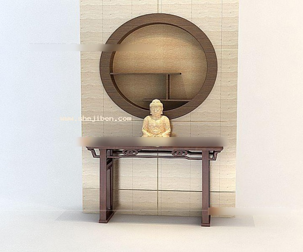 中式端景台3d模型下载