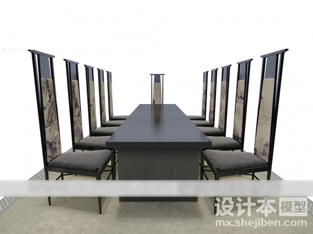 桌椅组合3d模型下载