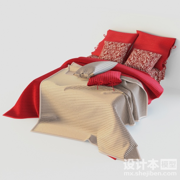 单人床的3d模型下载