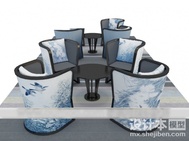 四人餐桌3d模型下载