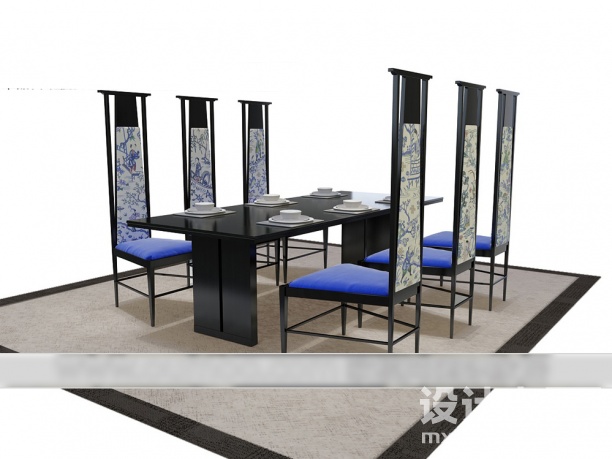 桌椅组合3d模型下载