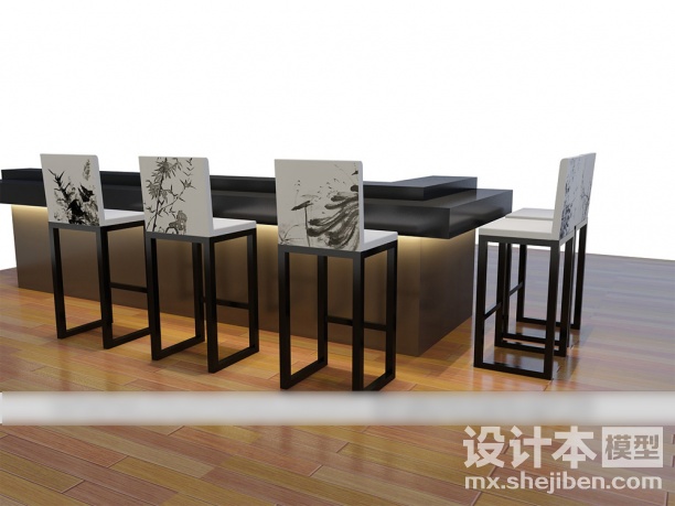餐饮吧台3d模型下载