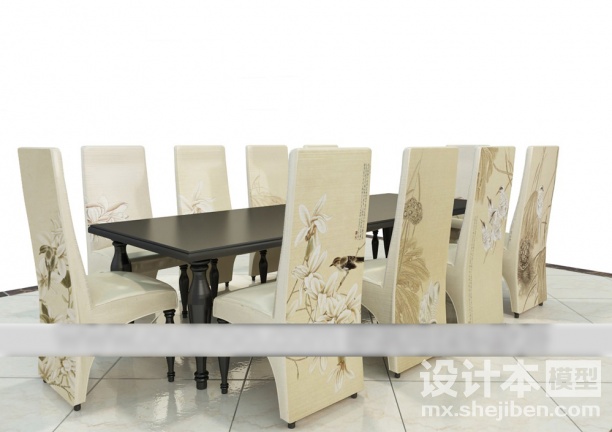 桌椅组合3d模型下载