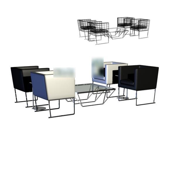 桌椅组合3d模型下载