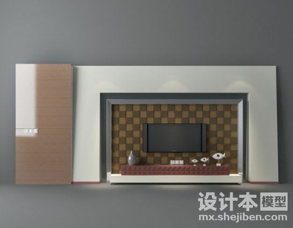 电视背景墙3d模型下载