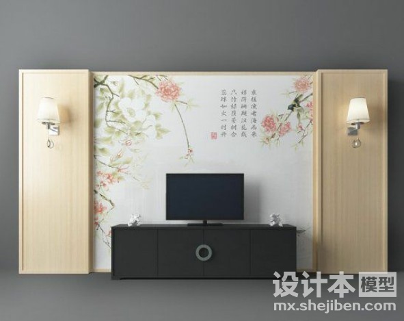 电视背景墙3d模型下载