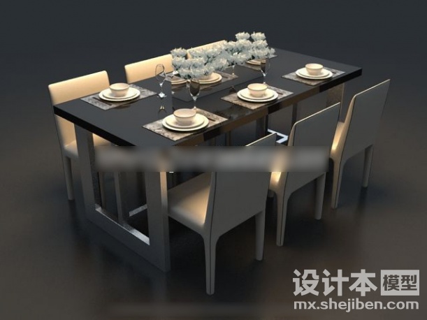桌椅组合3d模型下载