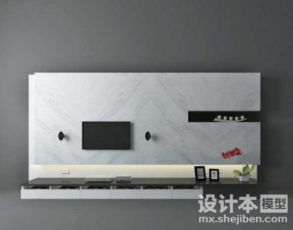 电视背景墙3d模型下载