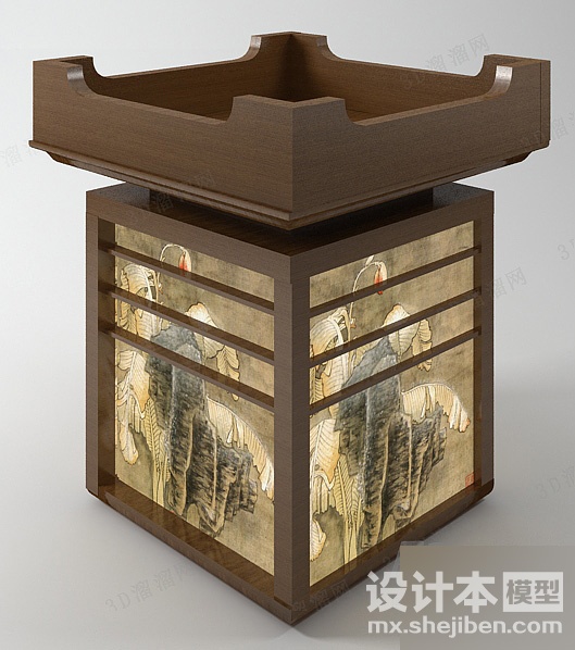 现代中式吸顶灯3d模型下载