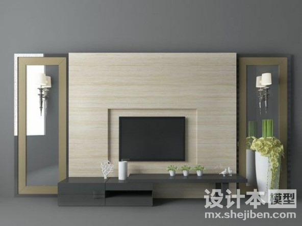 电视背景墙3d模型下载