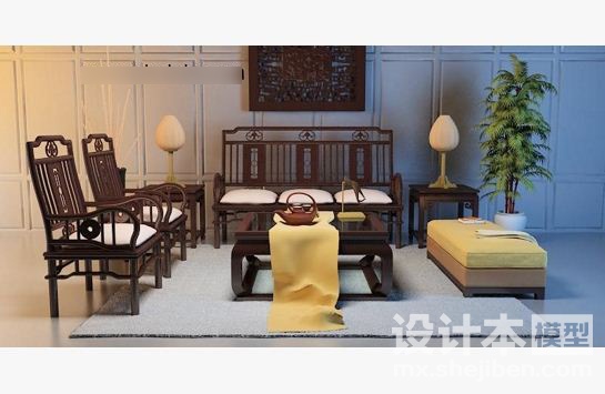 桌椅组合3d模型下载