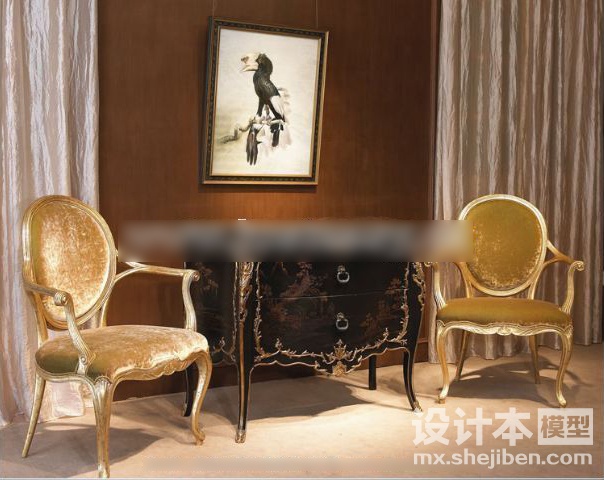 桌椅组合3d模型下载